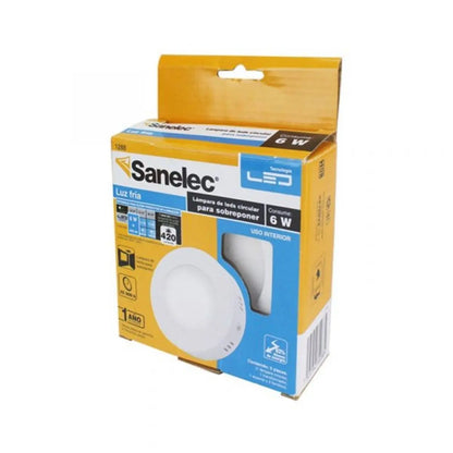 Luminario Lampara LED Circular Techo Sanelec 6W Luz Fria - Sanelec - vista lateral