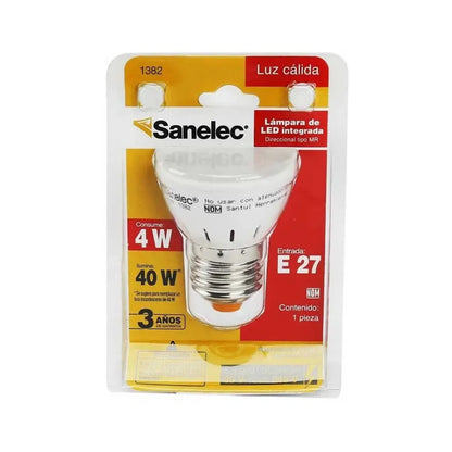 Lampara LED MR16 Sanelec E27 7W Luz Calida Dicroico - Sanelec - vista lateral