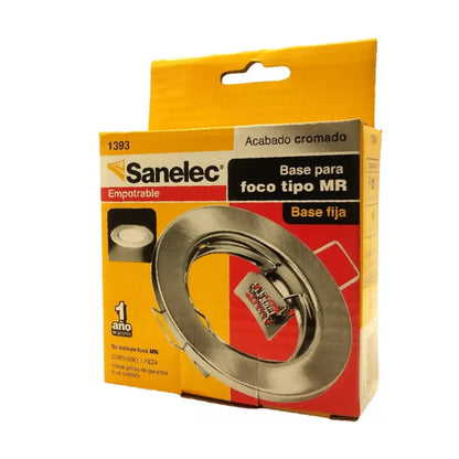 Base para foco fija cromo MR-16 - Sanelec - detalle