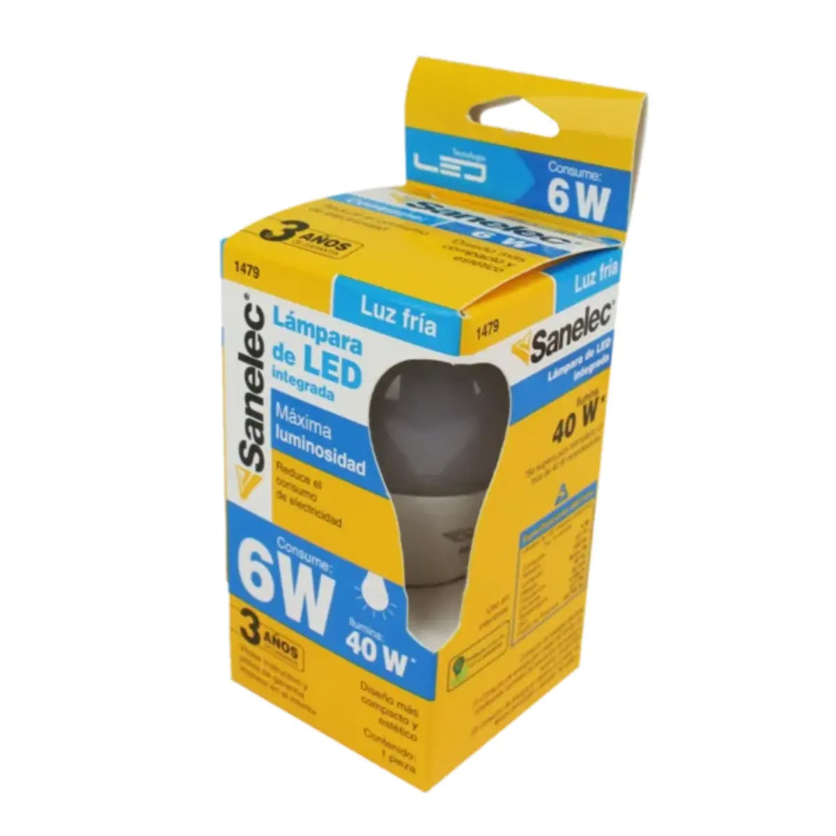 Foco led 6W 90-150V  6500K Sanelec - Sanelec - vista lateral