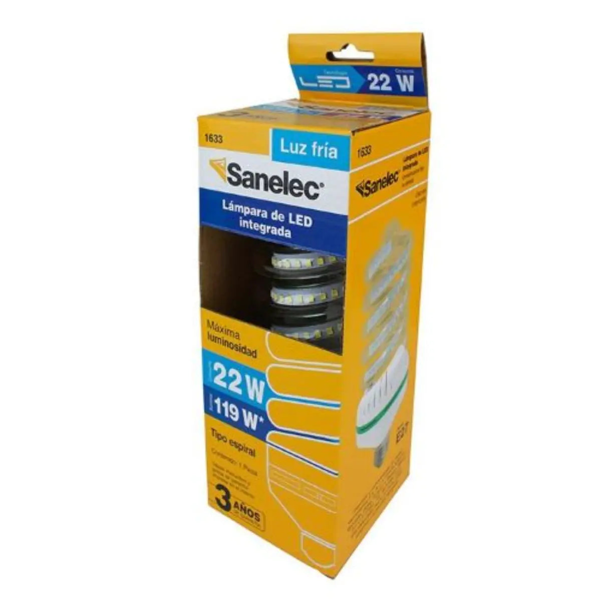 Foco Espiral Led 22W Luz Fría Sanelec - Sanelec - vista trasera