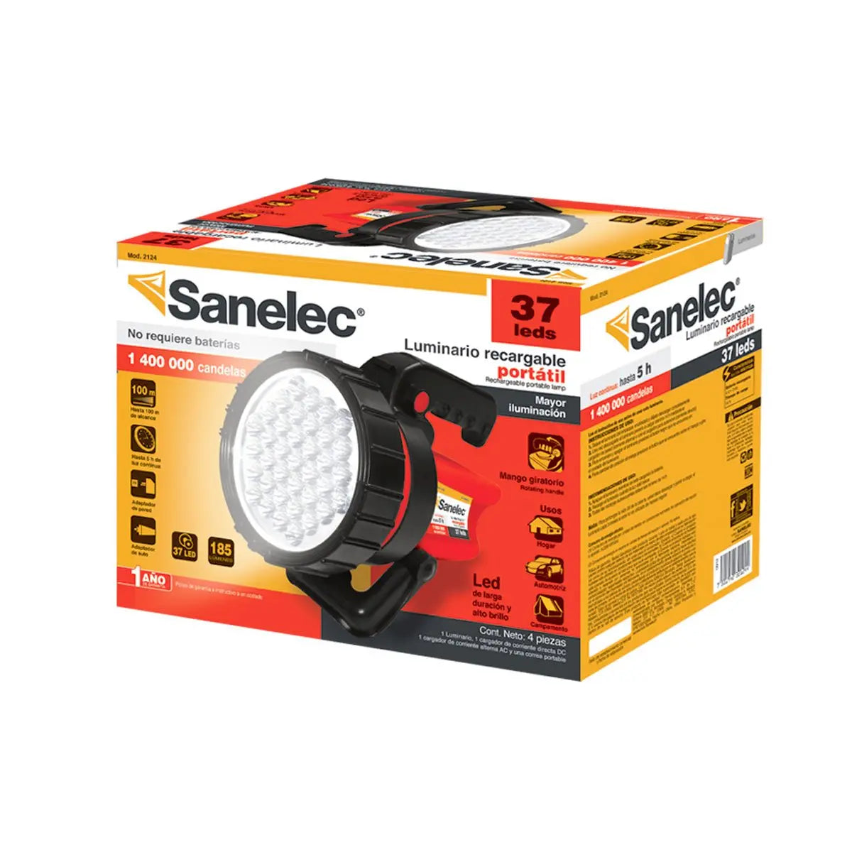 Linterna Recargable para la Casa y Auto 37 leds Sanelec - Sanelec - vista lateral