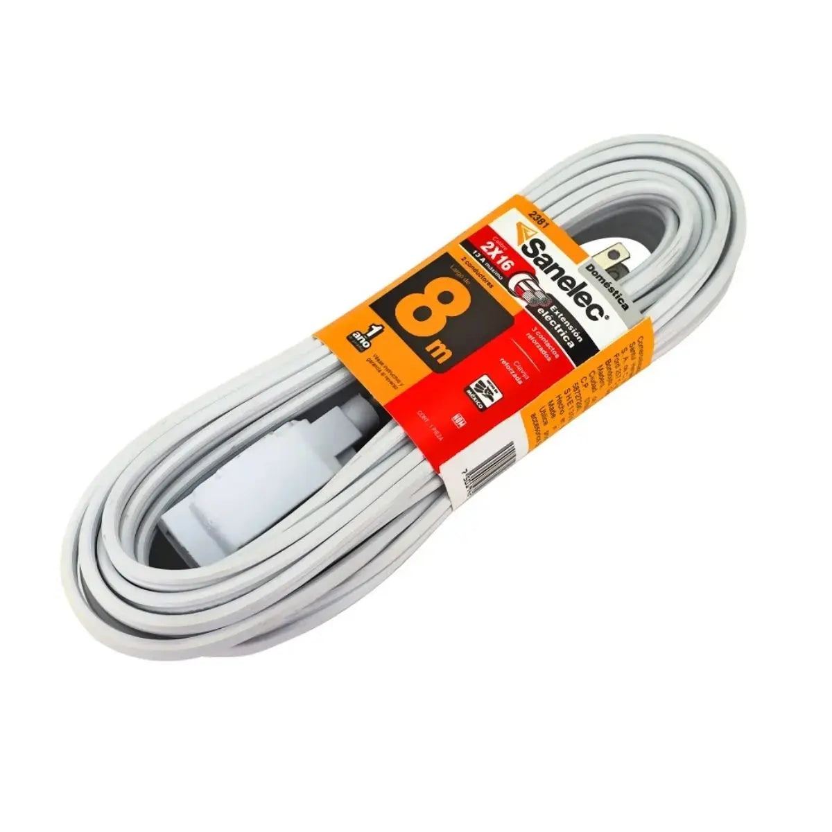 Extension Electrica Sanelec Uso Domestico 8 M Blanca - Sanelec