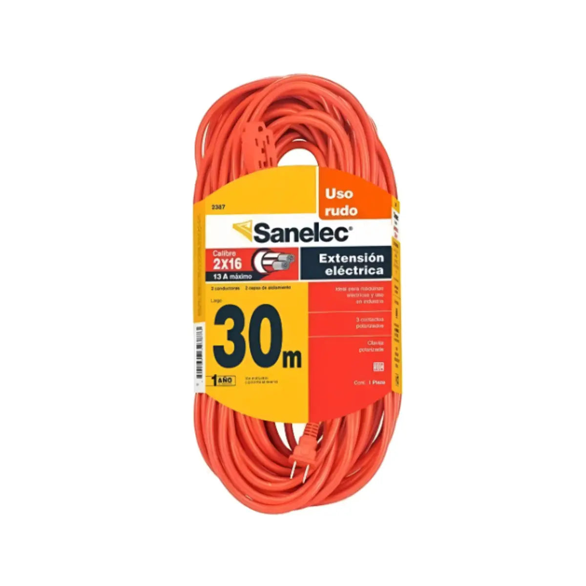Extensión Uso Rudo Naranja 30 M Sanelec - Sanelec