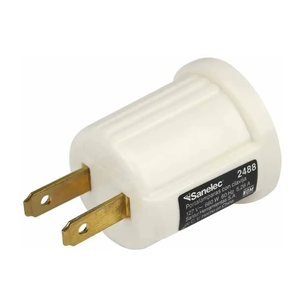 Portalámpara c/clavija baquelita granel Empaque con 10 pzs - Sanelec - vista lateral