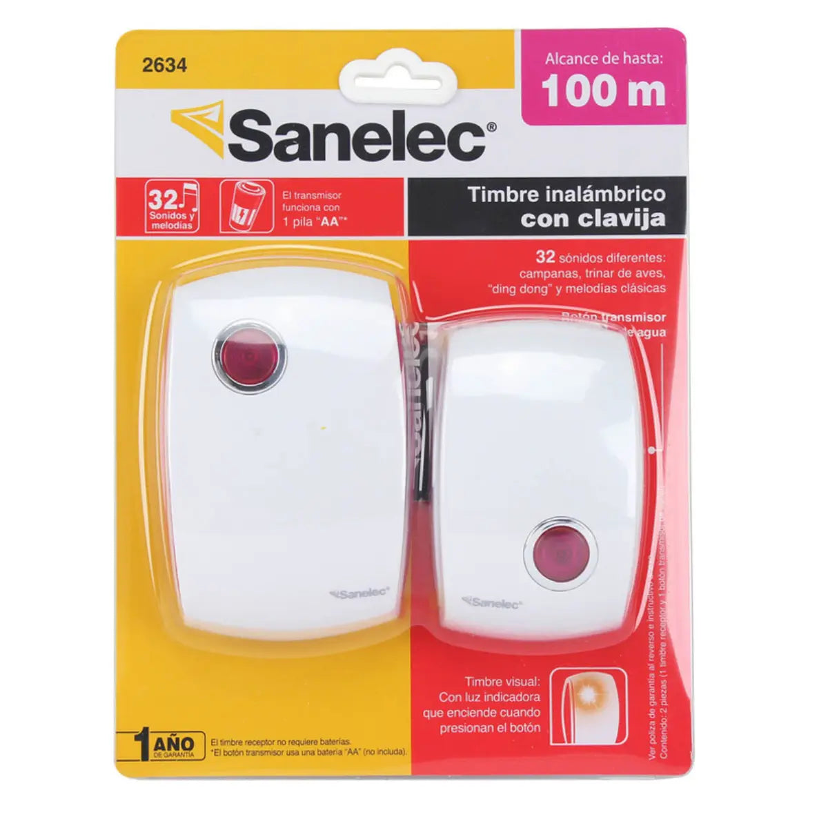 Timbre Inalámbrico A rosa Con Clavija Sanelec - Sanelec - detalle
