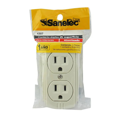 Contacto Doble Aterrizado 4307 Sanelec Baquelita 10 Piezas - Sanelec - detalle
