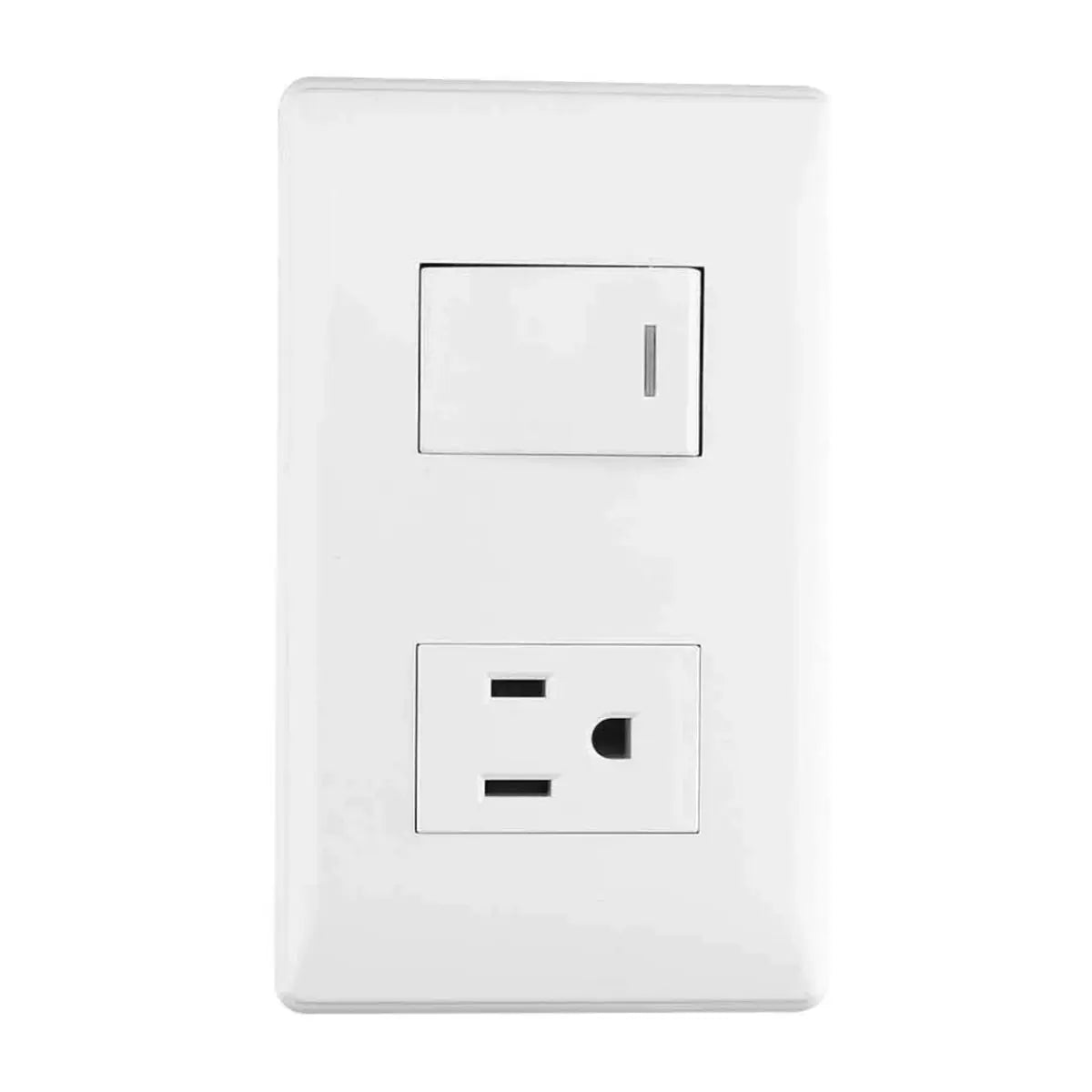 Placa Italia Apagador Contacto Aterrizado Sanelec Blanco ABS - Sanelec
