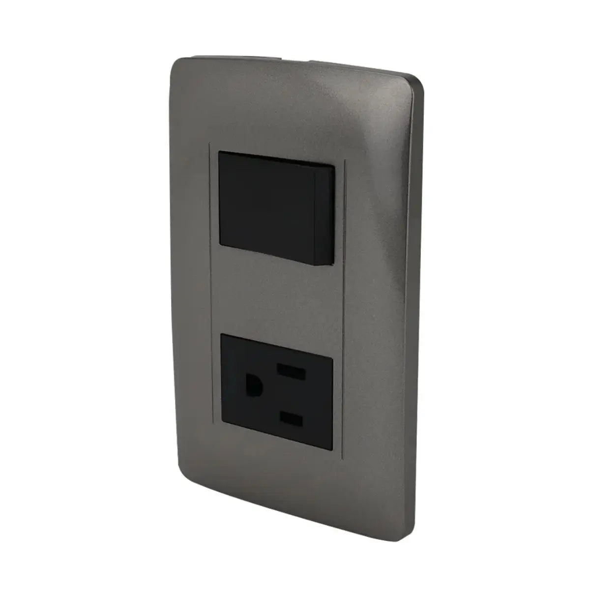 Placa Apagador Contacto Aterrizado Toscana Graphite ABS Negro - Sanelec