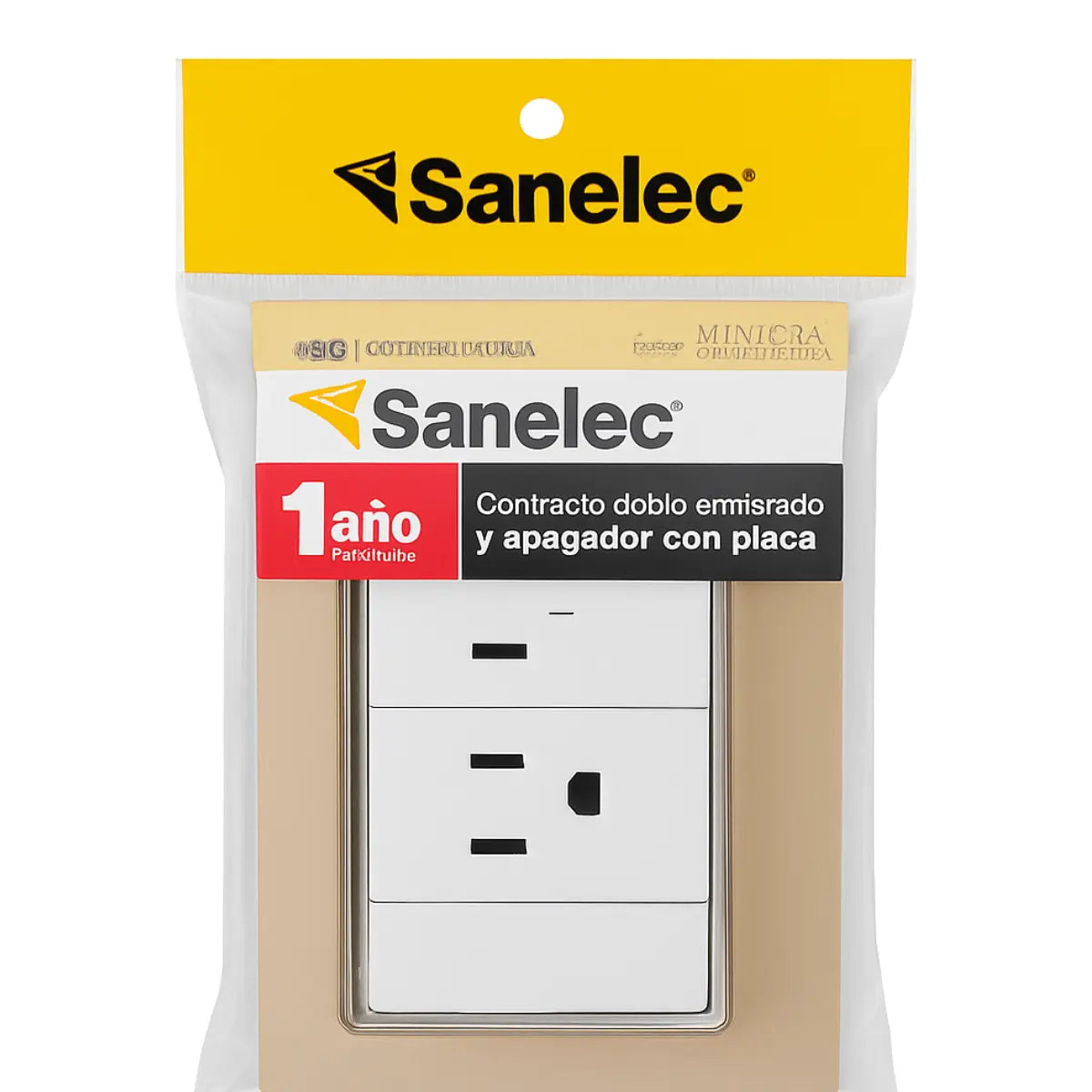 Placa Venecia Sanelec Champagne Apagador Doble Contacto - Sanelec - vista lateral
