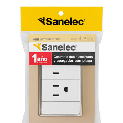 Placa Venecia Sanelec Champagne Apagador Doble Contacto - Sanelec - vista lateral