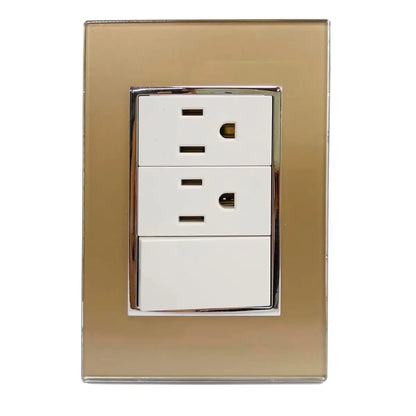 Placa Venecia Sanelec Champagne Apagador Doble Contacto - Sanelec