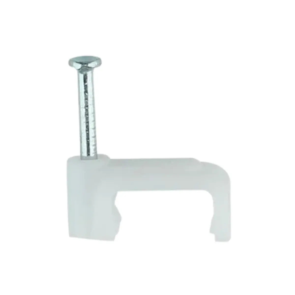 Grapa cuadrada p/cable 10mm blanca bolsa c/100 pz Empaque Sanelec - Sanelec - vista lateral