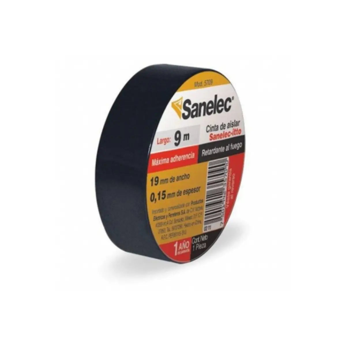 Cinta de aislar negra 19mmx9m   Empaque con 10 pzs Sanelec - Sanelec - detalle