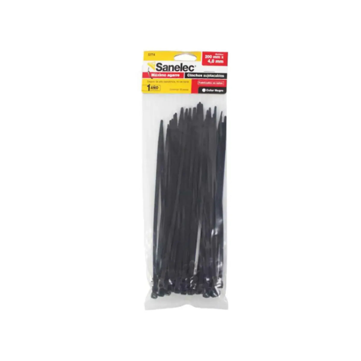 50 Cinchos Plásticos Negro 4.8 x 200 Ml Sanelec - Sanelec