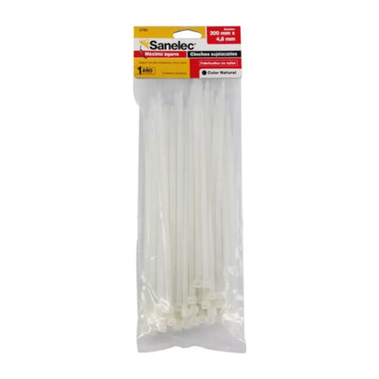 Cinchos plásticos 4.8 x 200 mm color natural 50 pz Sanelec - Sanelec - accesorios