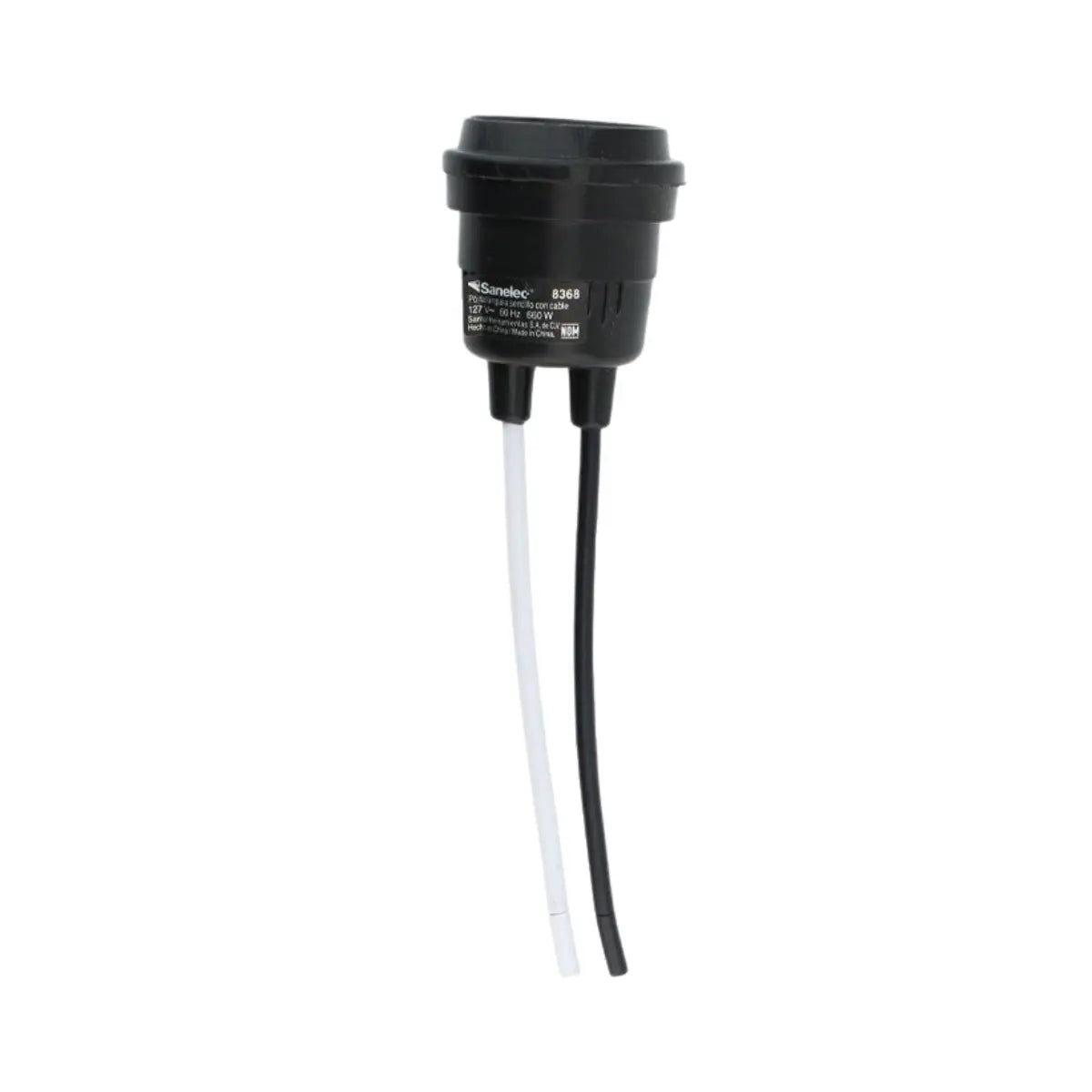 Portalámpara plastico c/cable E-27 granel  Empaque con 10 pzs Sanelec - Sanelec
