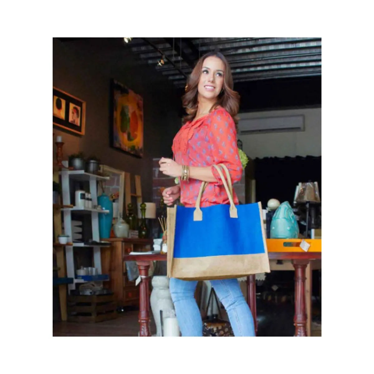 BOLSA TORBA AZUL PROMOOPCION - Promoopcion - vista lateral