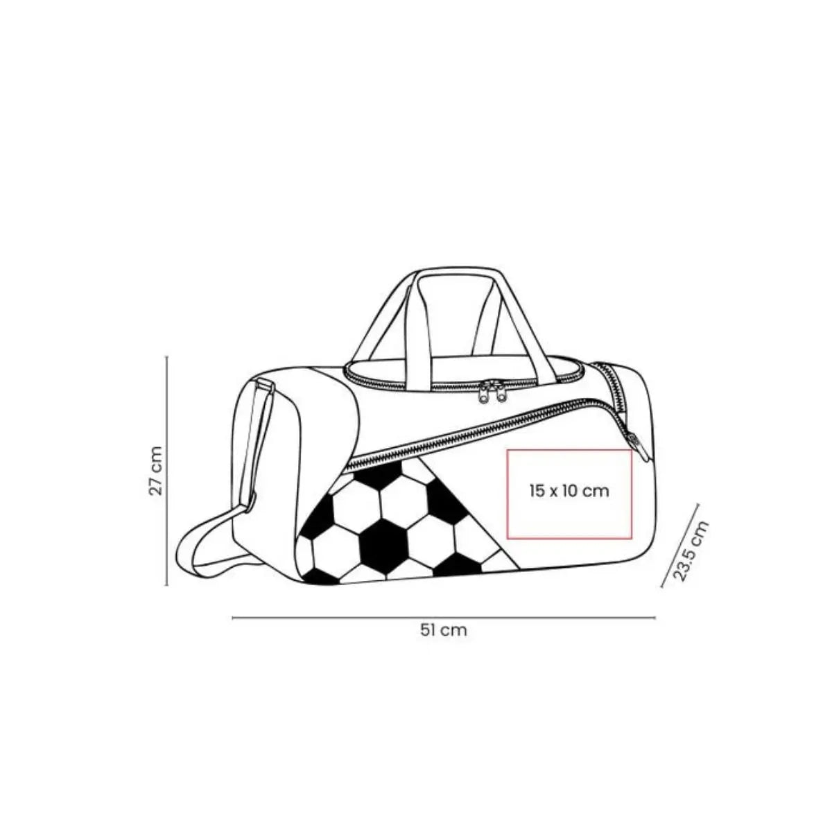 Maleta Deportiva Soccer Negro Gris Promoopcion - Promoopcion - vista lateral