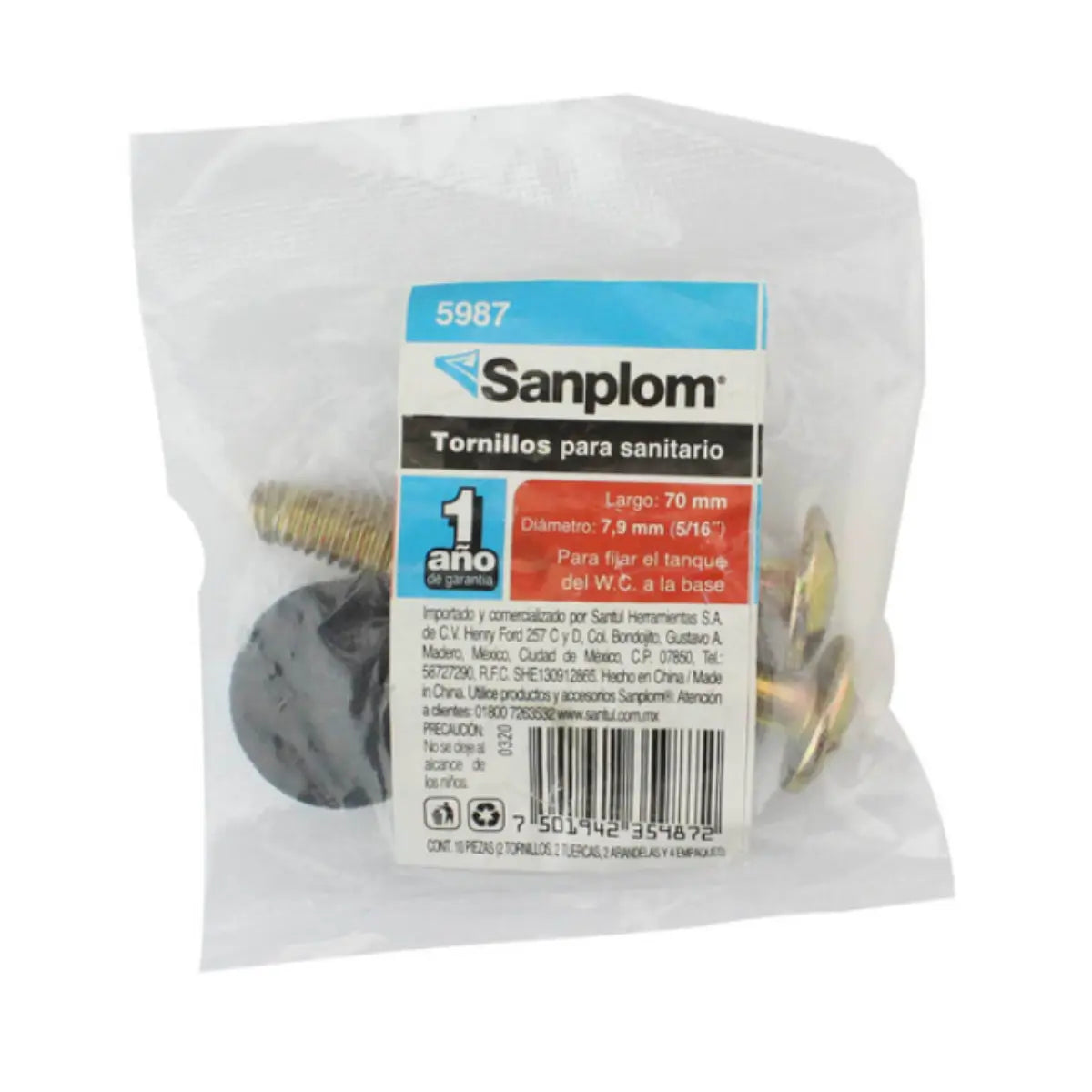 Tornillos para sanitario 2 piezas Sanplom - Sanplom - detalle