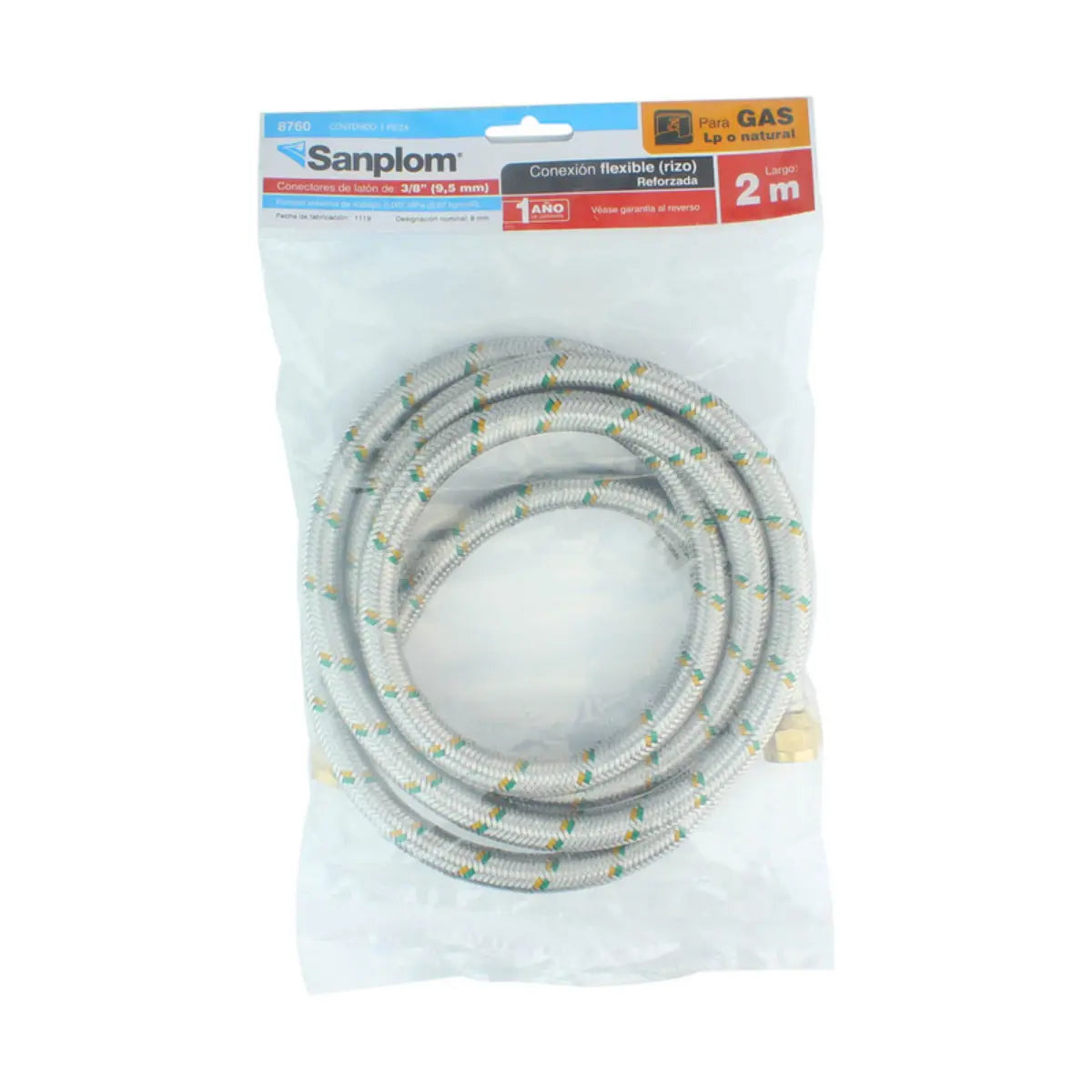 Manguera Flexible para Gas De 3/8 X 3/8 , 200 Cm - Sanplom - detalle