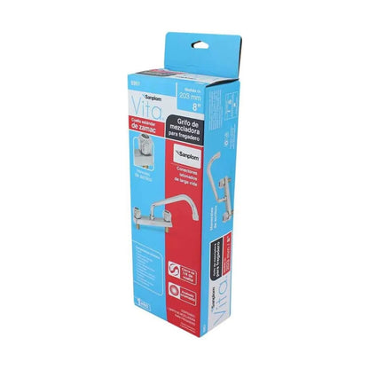 Llave Mezcladora 8" para Fregadero Manerales de Acrilico Sanplom - Sanplom - empaque