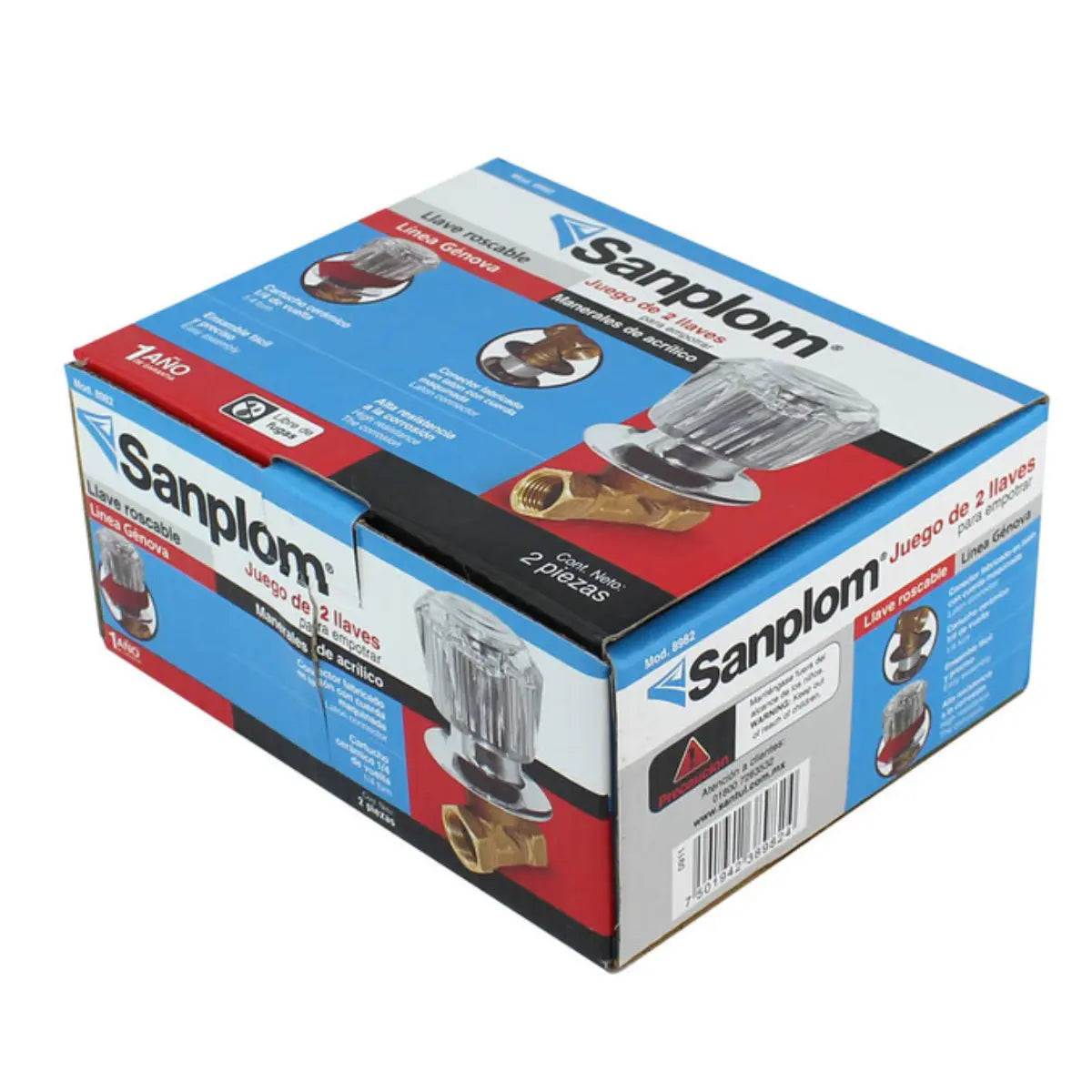 Llaves para Empotrar Roscables Maneral Acrilico, Jgo De 2Pz - Sanplom - detalle