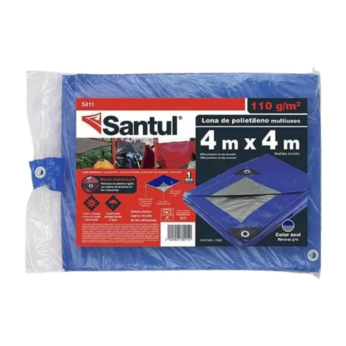 Lona Azul Reforzado Santul 4x4m Toldo 110gr Uso Ligero - Santul - detalle