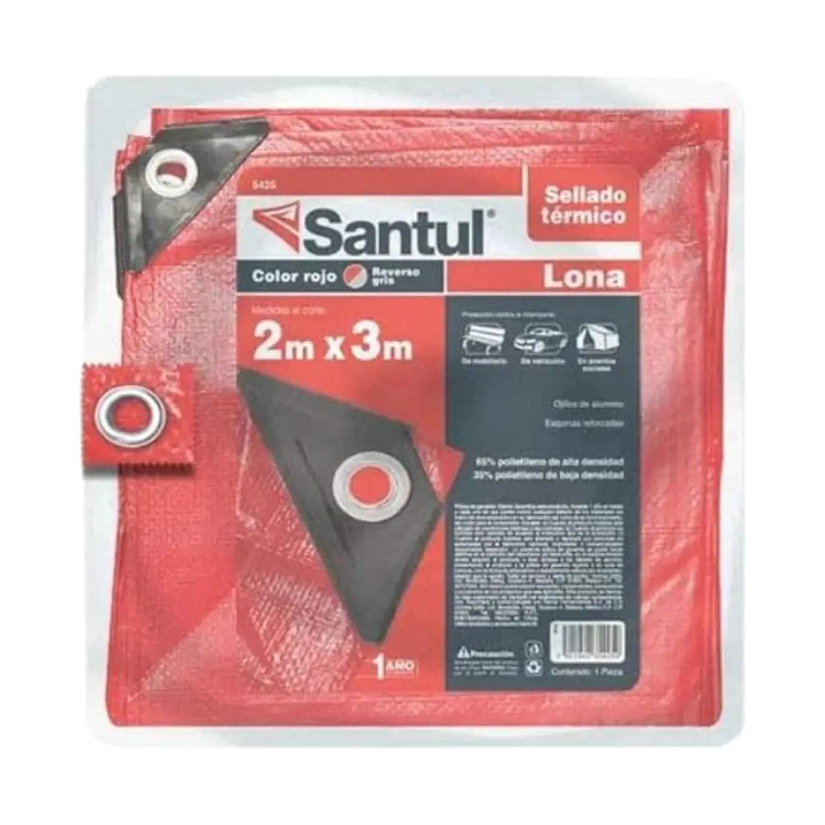 Lona premium roja 2 x 3 m - Santul - vista lateral
