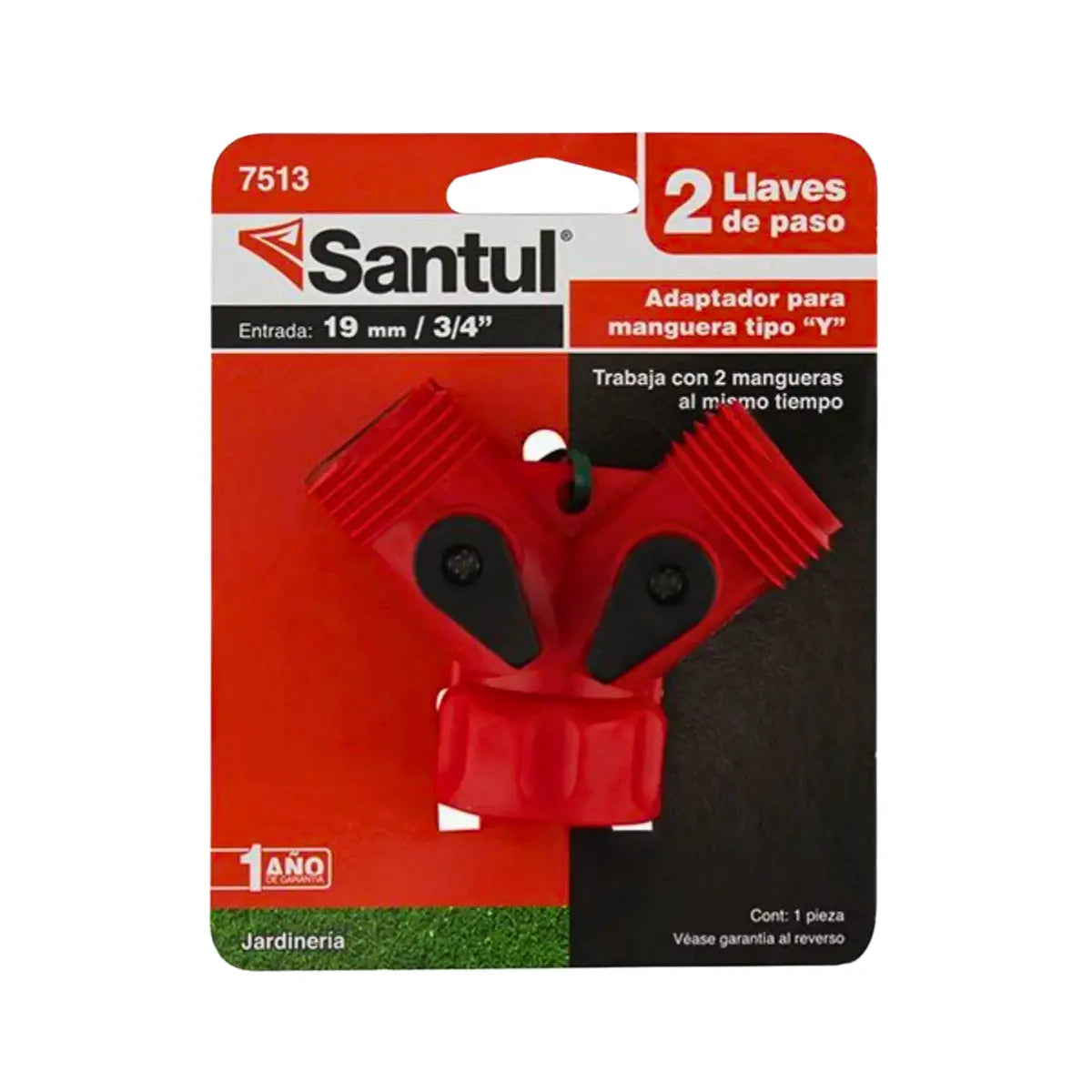 Conector  Y  plástico c/llave de paso, entrada 3/4 , 2 llaves, Sanelec - Sanelec
