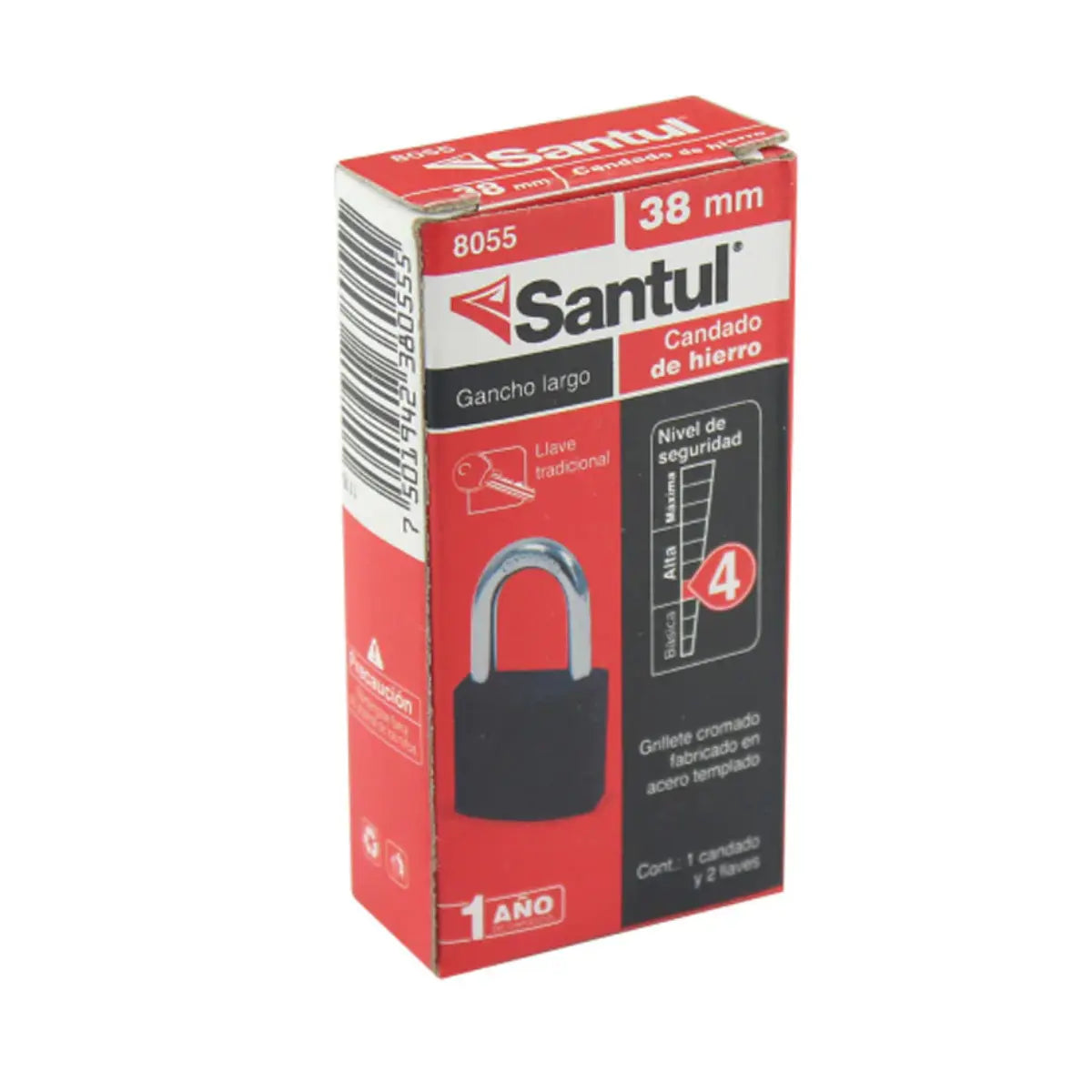 Candado de Hierro Gancho Estándar Llave Tradicional de Hierro 38 mm Santul - Santul - detalle