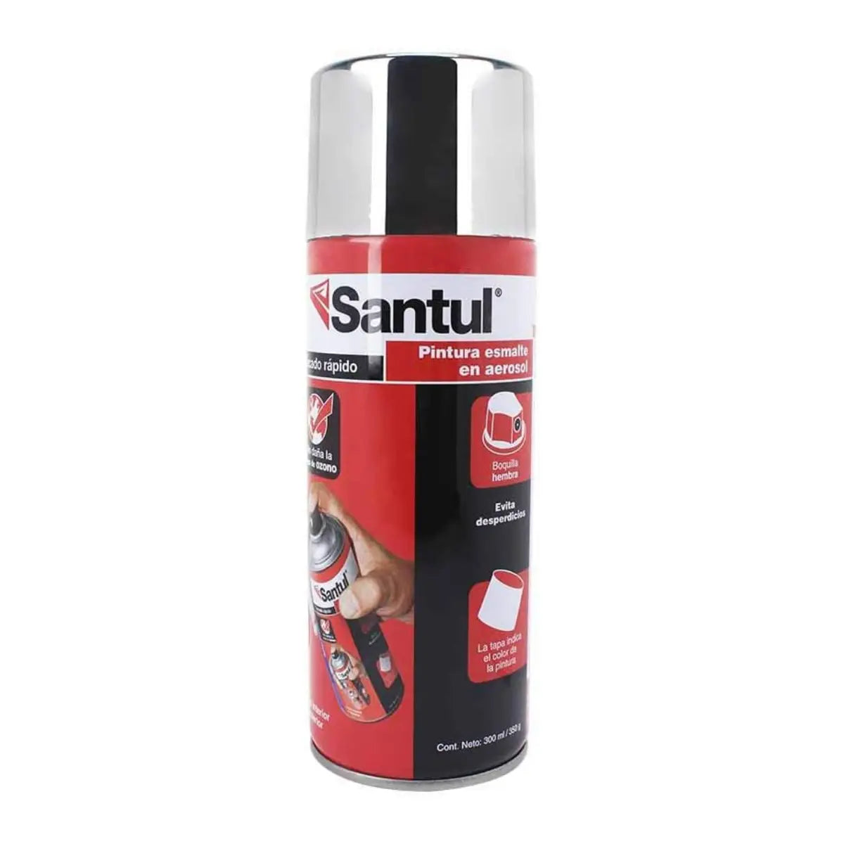 Pintura aerosol cromo metálico 300 ml - Santul - vista lateral
