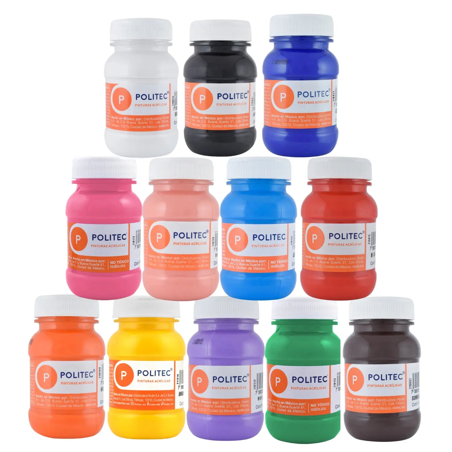Set de 12 pinturas Acrílicas Politec 100ml - Politec