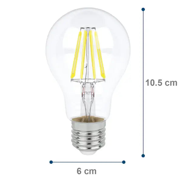 Foco LED filamentos A19 8W luz calida, caja color Aksi - Aksi - empaque