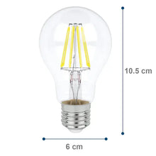 Foco LED filamentos A19 8W luz calida, caja color Aksi - Aksi - empaque