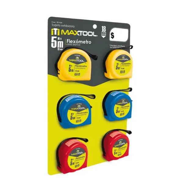 Flexometro de 5 mts en tarjeta de 6 pzs Aksi - Aksi - empaque