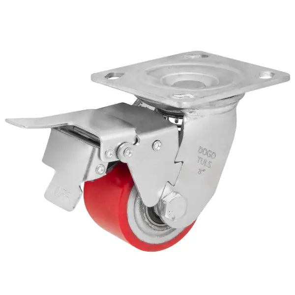 RODAJA FIERRO PU ROJO GIRA / FRENO 3" - Dogotuls - empaque
