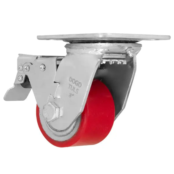 RODAJA FIERRO PU ROJO GIRA / FRENO 3" - Dogotuls