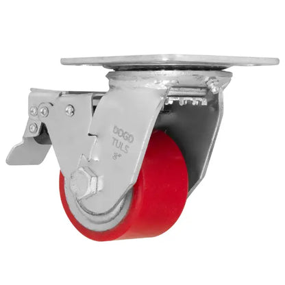 RODAJA FIERRO PU ROJO GIRA / FRENO 3" - Dogotuls