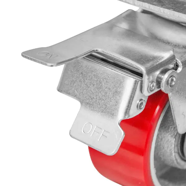 RODAJA FIERRO PU ROJO GIRA / FRENO 3" - Dogotuls - vista lateral