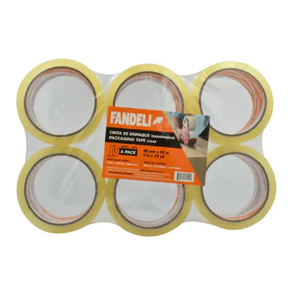 6 PZAS CINTA EMPAQUE TRANSPARENTE 48mm X 50m  (2") FANDELI - Fandeli - vista lateral