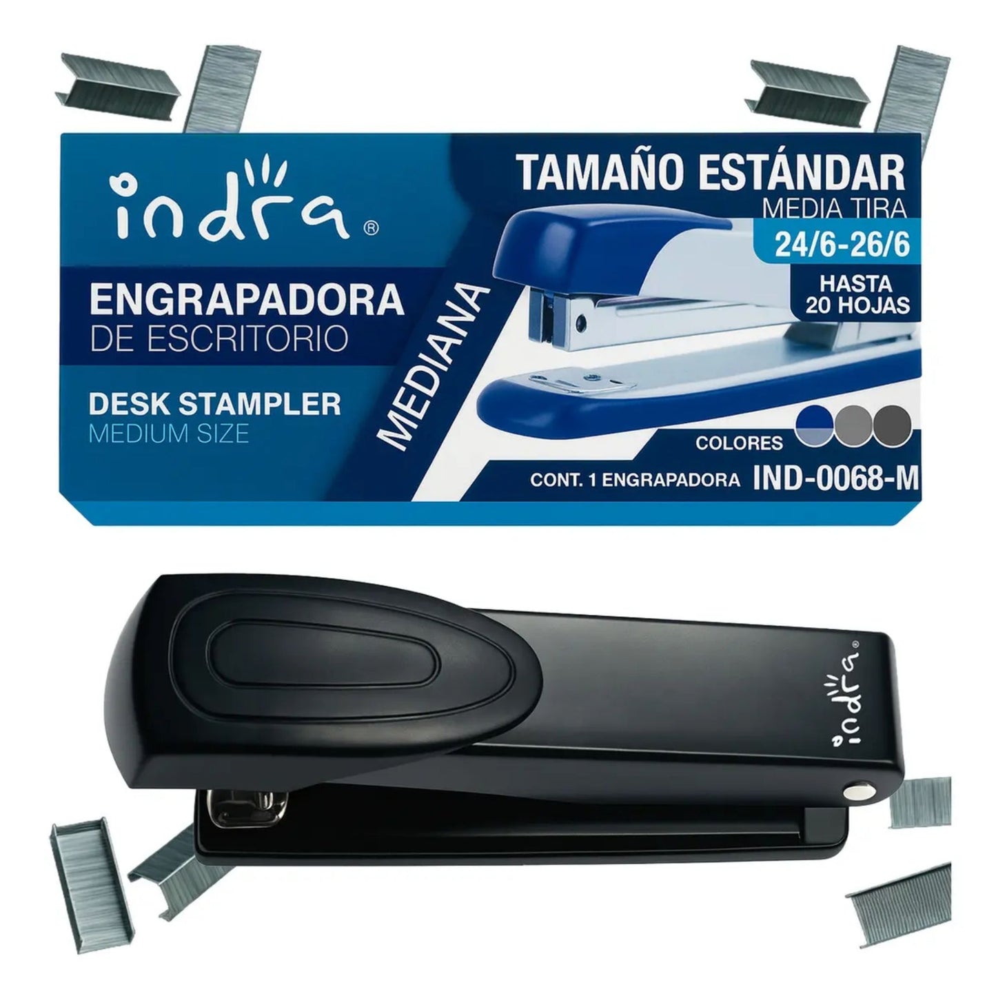 Engrapadora Metalica Mediana Indra Media Tira IND-0068-M