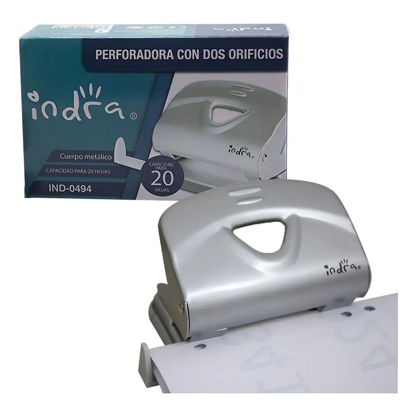 Perforadora 2 Orificios Indra 20 hojas IND-0494