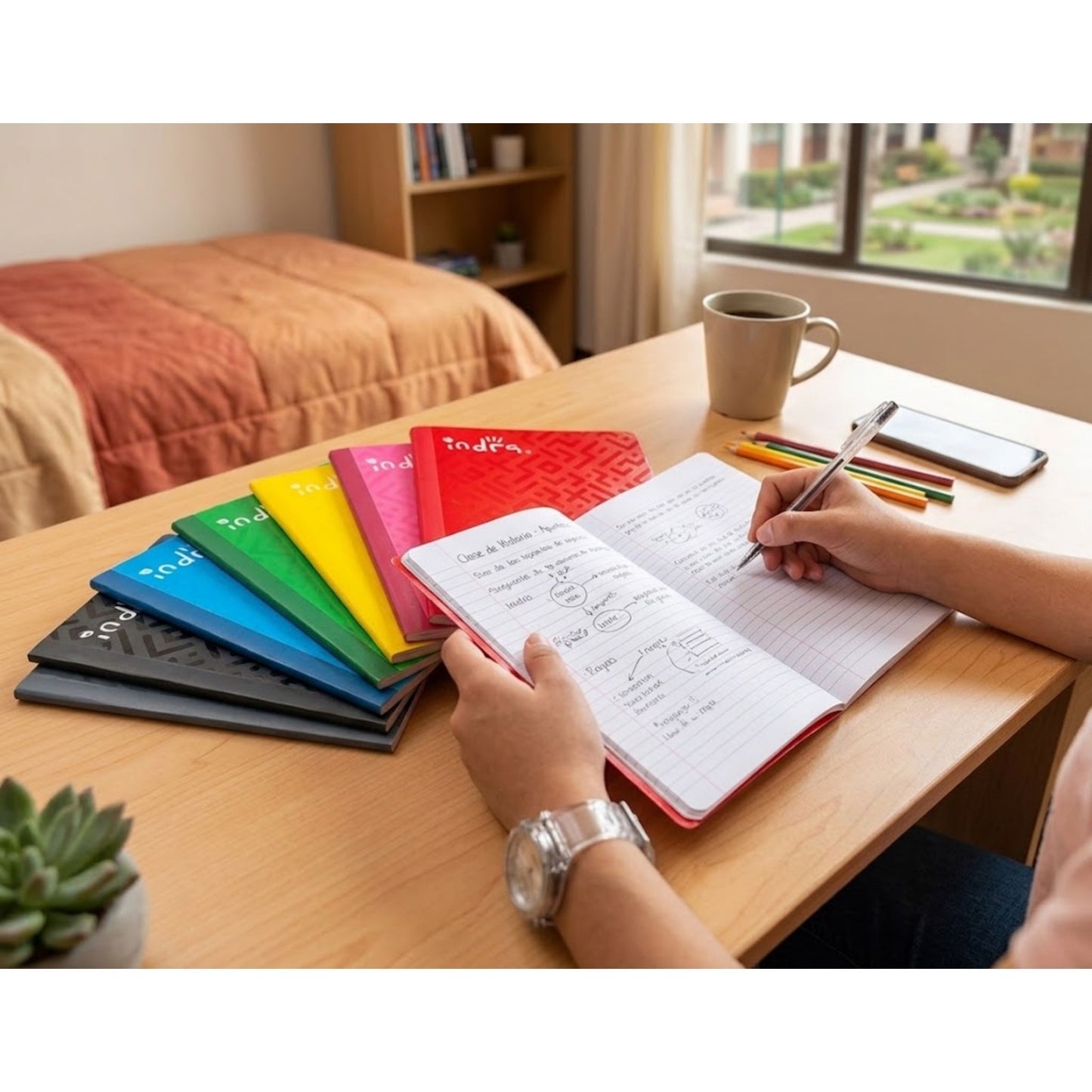 6 Piezas Libreta Costurada Indra Profesional Rayada Diferentes Colores