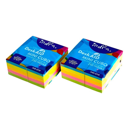 2 Piezas Notas Adhesivas Indra Fluorescentes Colores 51x51mm