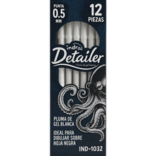 12pz Pluma Gel Blanca Indra IND-1032 Punta Fina