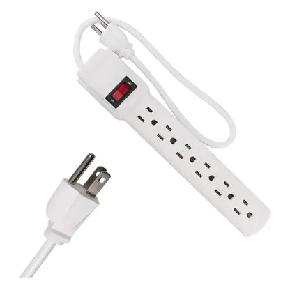Multicontacto blanco 6 entradas c/luz indicadora - Sanelec - vista lateral