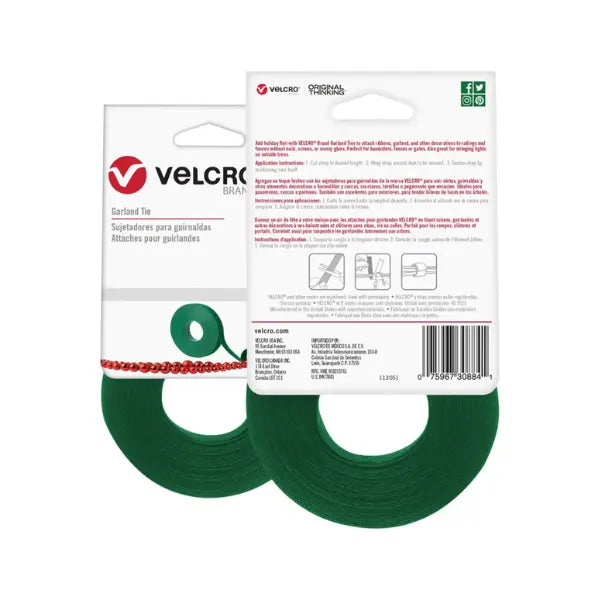 Sujetador para Guirnaldas, rollo de 9.1m x 1.3cm, color Verde - Velcro - vista lateral