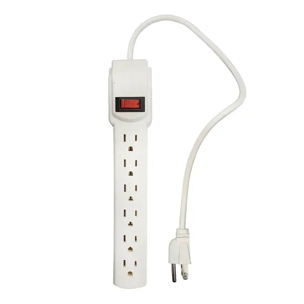 Multicontacto blanco 6 entradas c/luz indicadora - Sanelec - vista trasera
