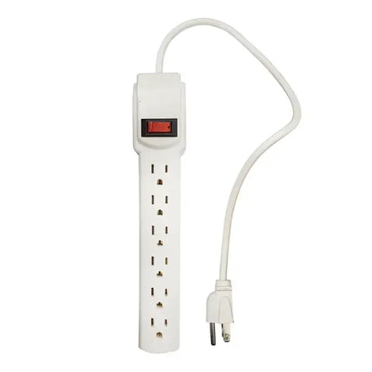 Multicontacto blanco 6 entradas c/luz indicadora - Sanelec - vista trasera